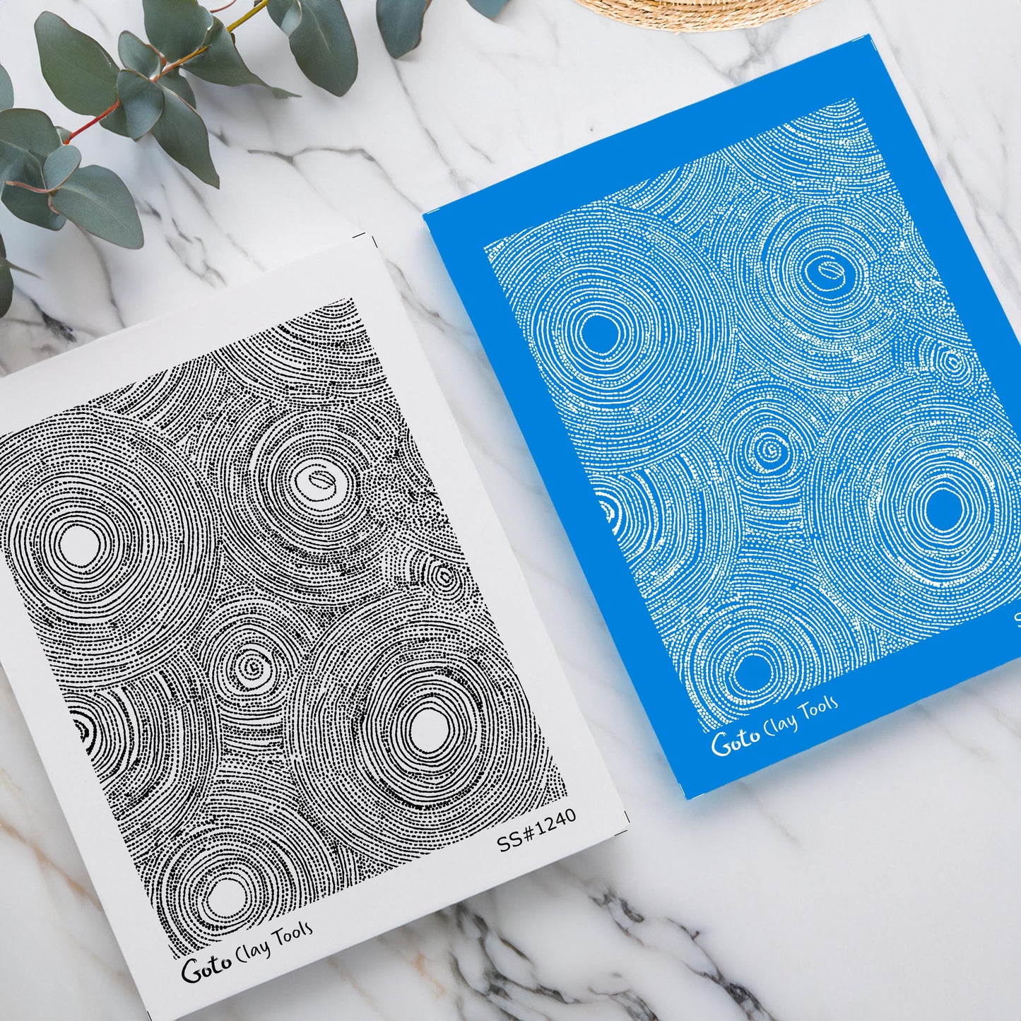 Topographic Swirl & Concentric Ring Silkscreen for Polymer Clay | Organic Contour Line Texture Print Screen 9.5×12.5 cm #SS26-17