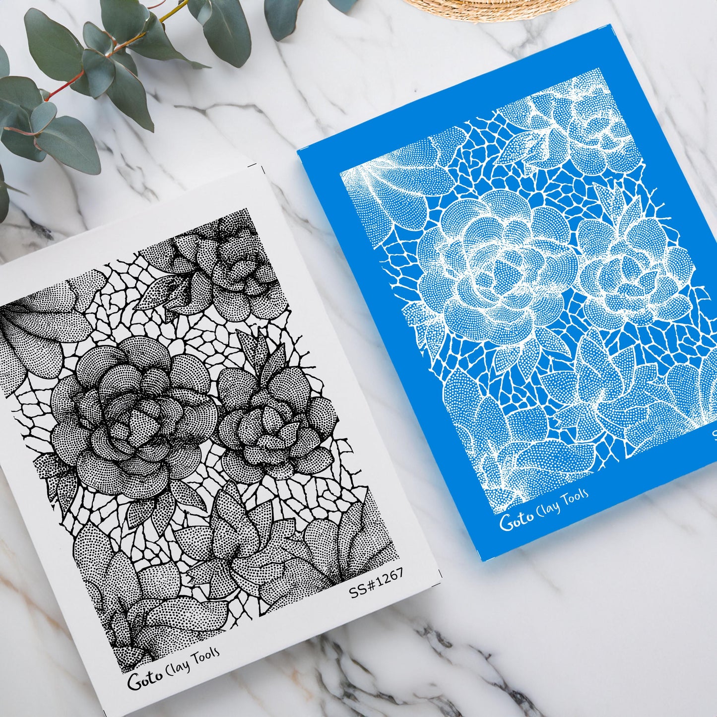 Dotwork Floral & Abstract Silkscreen Set for Polymer Clay | Botanical Flowers and Geometric Texture | 9.5x12.5 cm Printable SS26-26