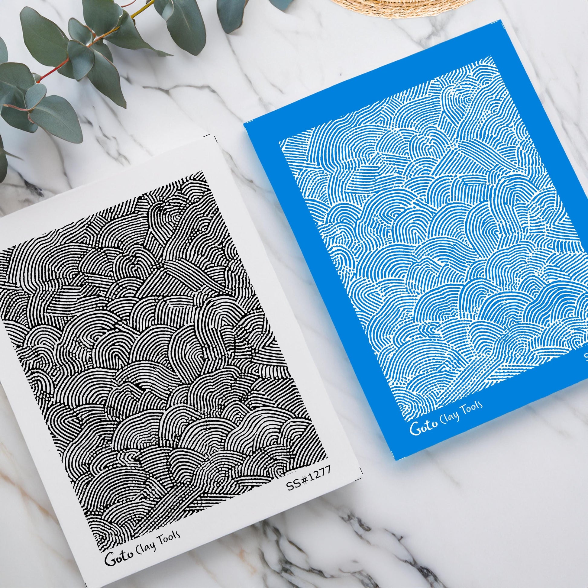 Scalloped Line Abstract Silkscreen Set for Polymer Clay | Wave Pattern Hand-Drawn Texture | 9.5x12.5 cm Printable #SS26-29