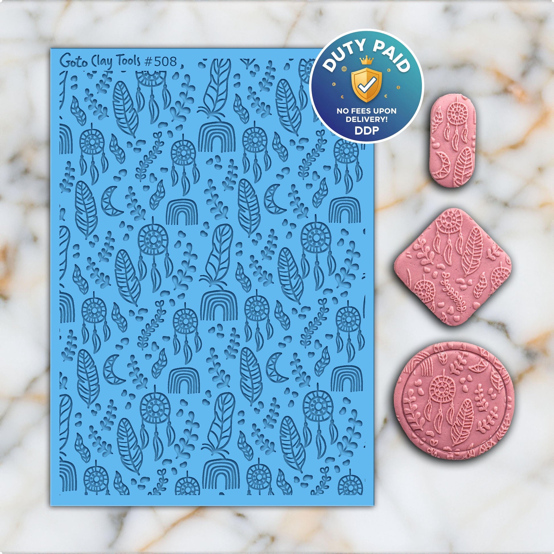 Boho Texture mat for polymer clay, Polymer Clay Rubber Texture mat, Texture Tile mats, Fimo, Sculpey, Cernit #508