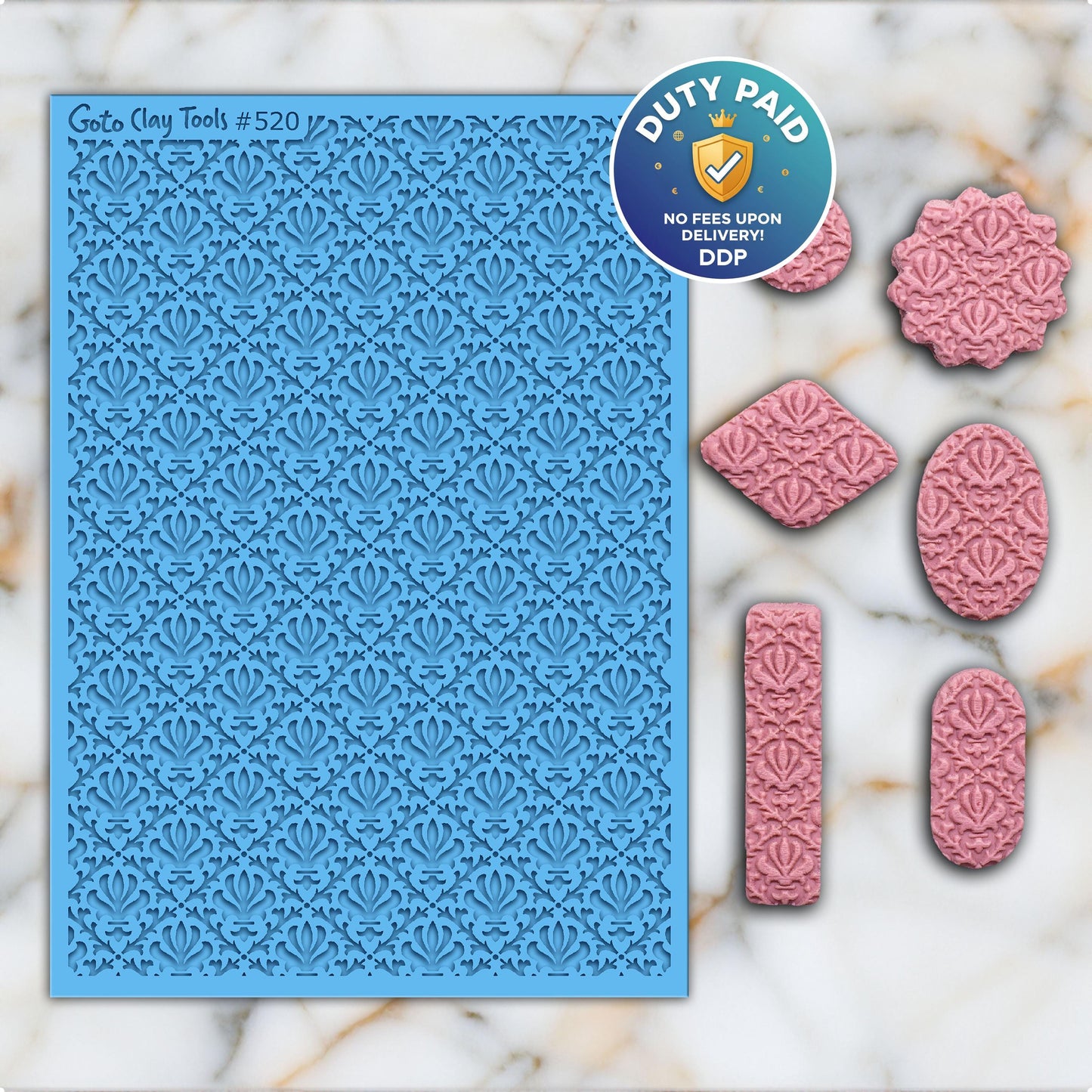 Ornamental Rubber Texture Mat for Polymer Clay Jewelry (#520)