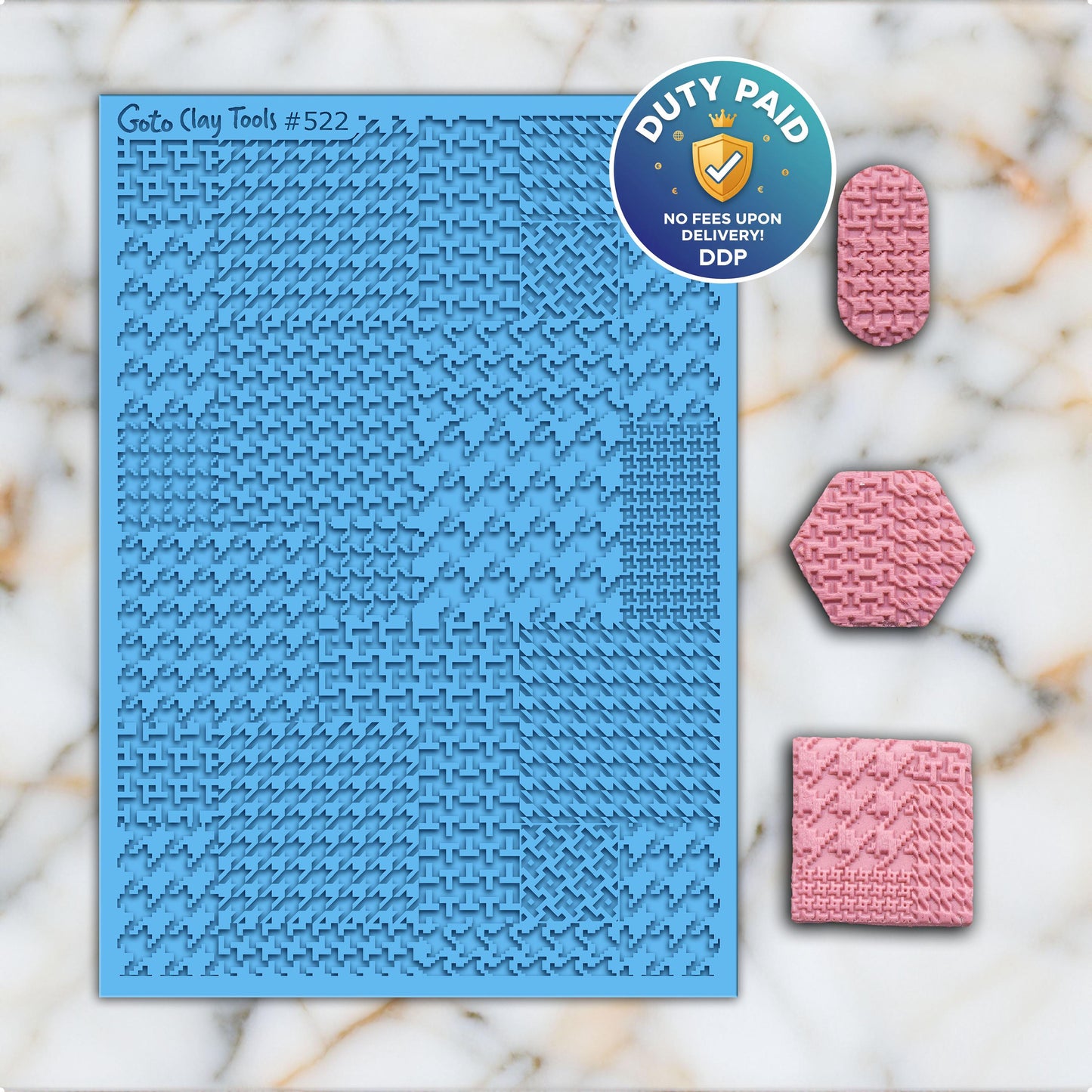Houndstooth Rubber Texture Mat for Polymer Clay Jewelry (#522)