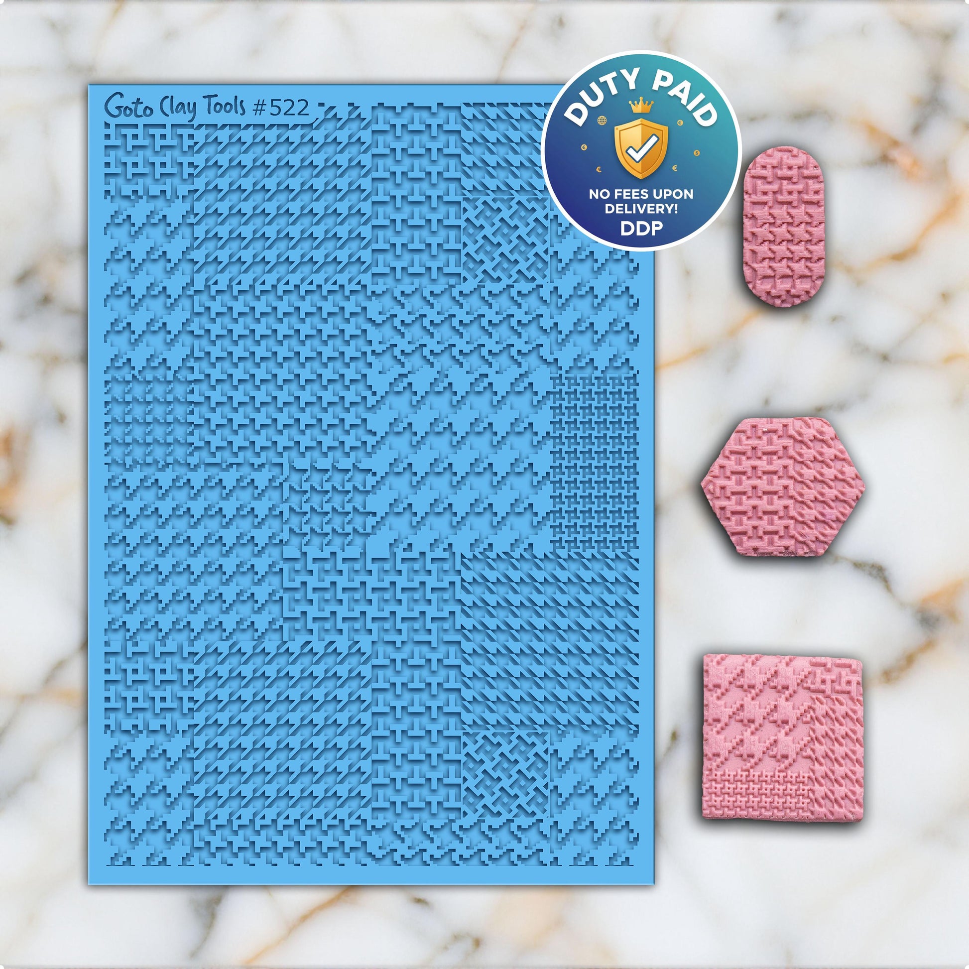Houndstooth Rubber Texture Mat for Polymer Clay Jewelry (#522)