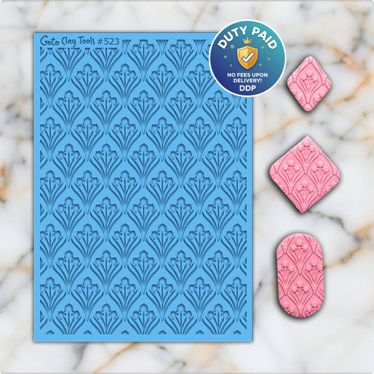 Art deco Texture mat for polymer clay, Polymer Clay Rubber Texture mat, Texture Tile mats, Fimo, Sculpey, Cernit #523