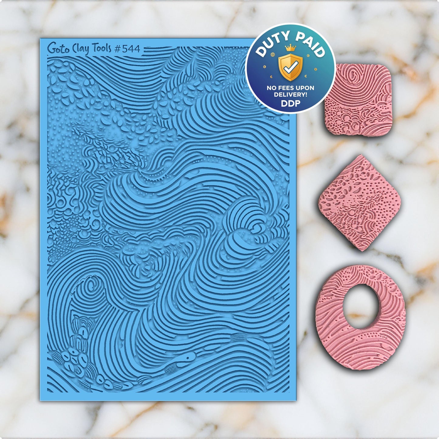 Abstract Wave Rubber Texture Mat for Polymer Clay Jewelry (#544)