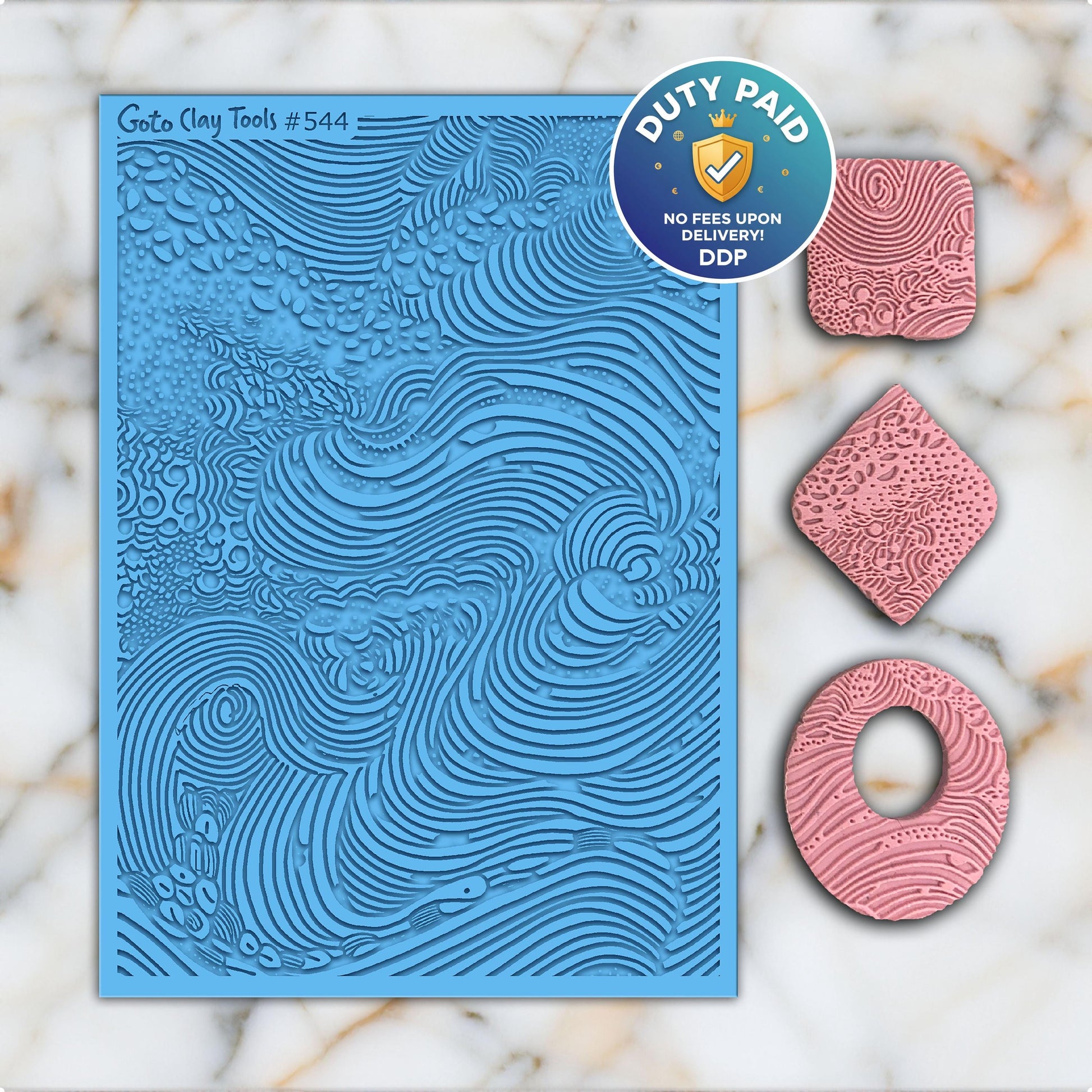 Abstract Wave Rubber Texture Mat for Polymer Clay Jewelry (#544)