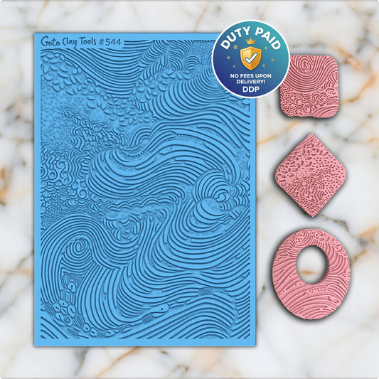 Abstract Wave Rubber Texture Mat for Polymer Clay Jewelry (#544)