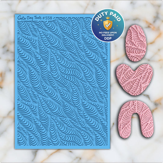 Waves Texture mat for polymer clay, Polymer Clay Rubber Texture mat, Texture Tile mats, Fimo, Sculpey, Cernit #558