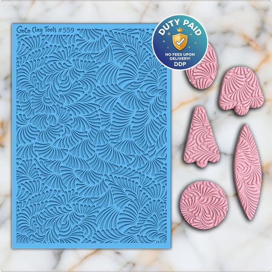 Ornamental fan Texture mat for polymer clay, Polymer Clay Rubber Texture mat, Texture Tile mats, Fimo, Sculpey, Cernit #559