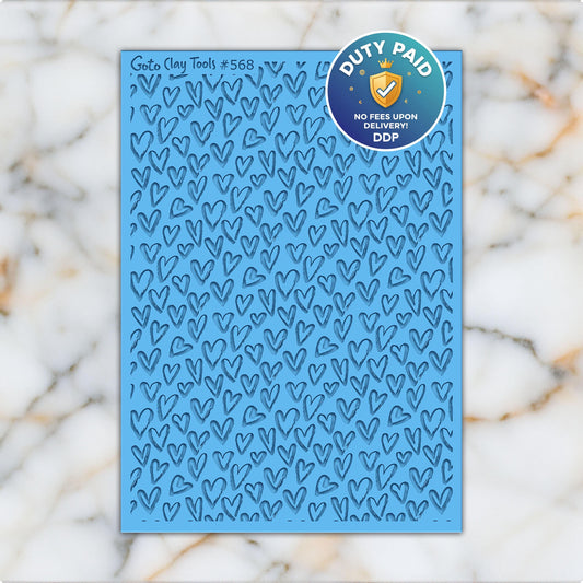 Valentine Heart Strokes Texture mat for polymer clay, Polymer Clay Rubber Texture mat, Texture Tile mats, Fimo, Sculpey, Cernit #568