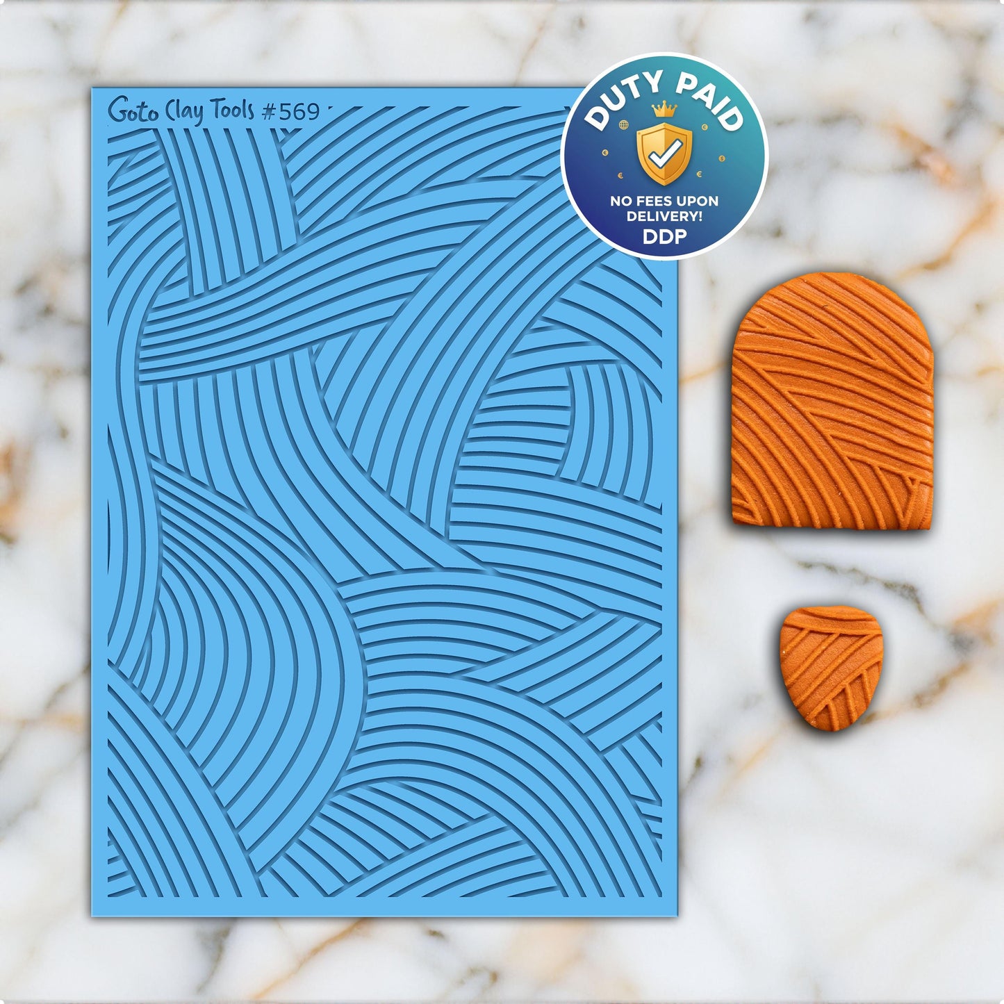 Curve Contours Rubber Texture Mat for Polymer Clay (#569)