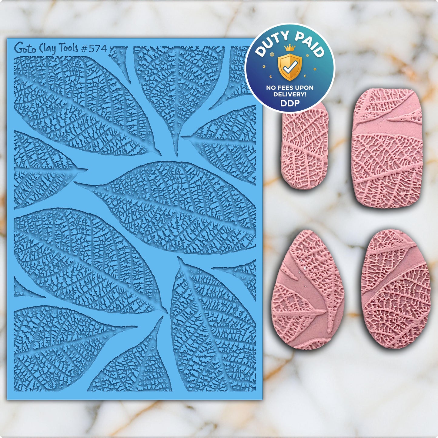 Leaf Texture Mat for Polymer Clay Jewelry: Rubber Texture Tile #574