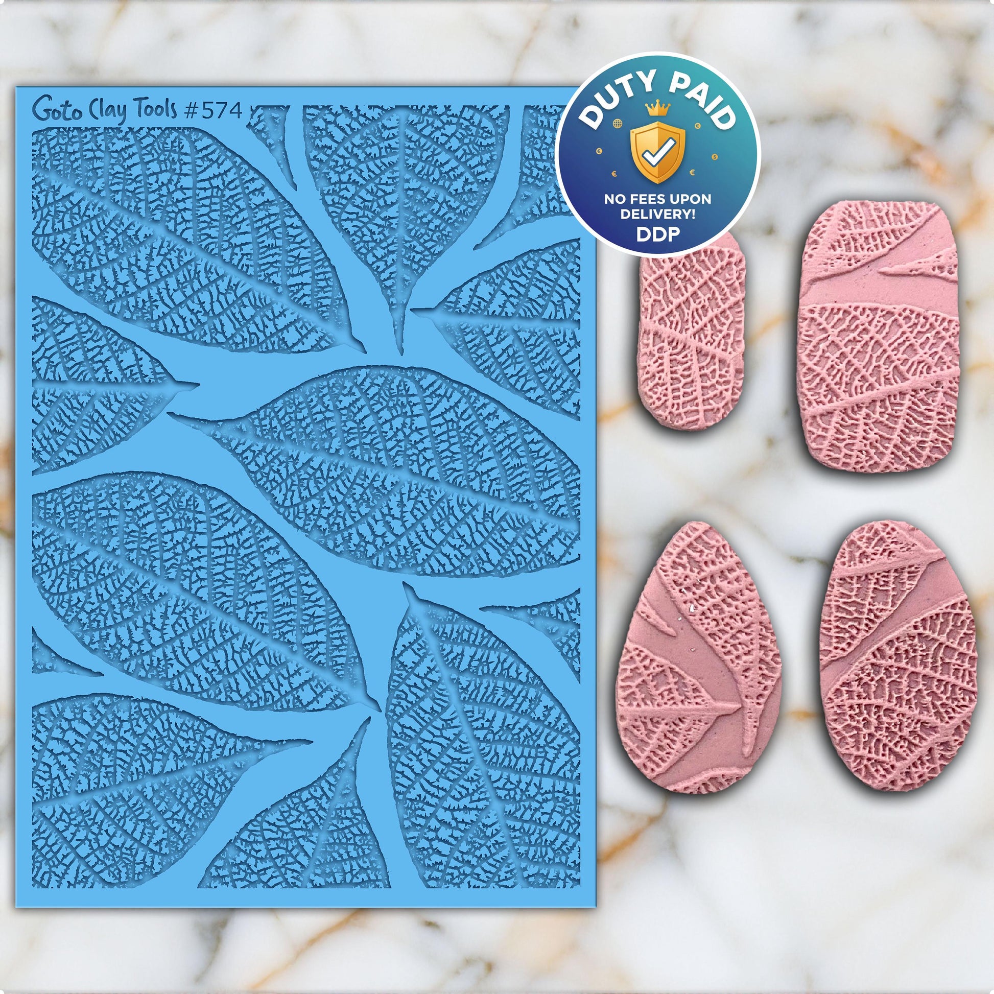 Leaf Texture Mat for Polymer Clay Jewelry: Rubber Texture Tile #574