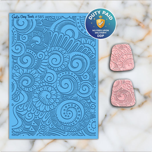 Doodle Rubber Texture Mat for Polymer Clay Jewelry (#585)
