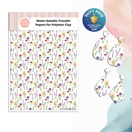 Wildflower Polymer Clay Transfer Paper: Water Soluble Image Transfers #781