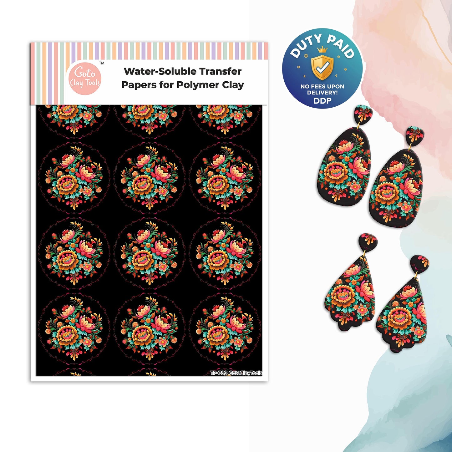 Transfer paper for polymer clay, Embroidery bouquet, water soluble transfer paper, polymer clay image transfers, magic transfer paper #783