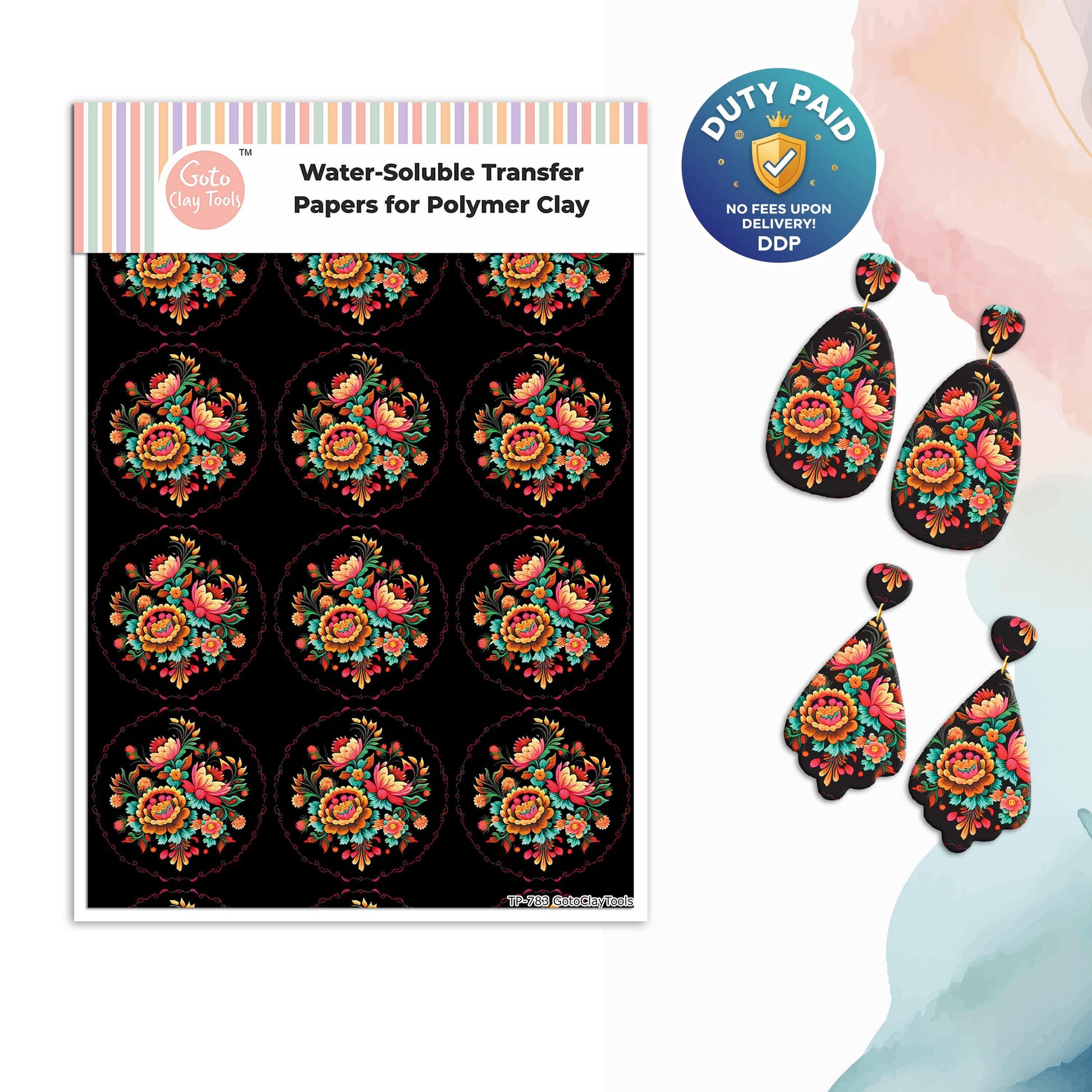 Transfer paper for polymer clay, Embroidery bouquet, water soluble transfer paper, polymer clay image transfers, magic transfer paper #783