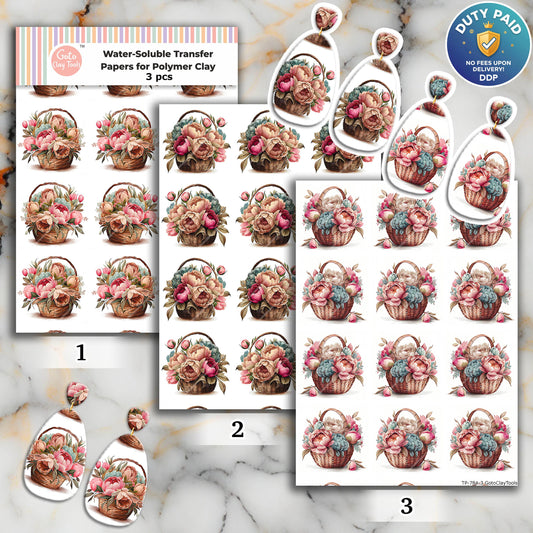 Flower Bouquet Transfer Paper for Polymer Clay (4x5.5 inches) #784