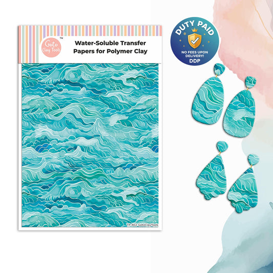 Watercolor Waves Transfer Paper for Polymer Clay (4x5.5 inches) #802