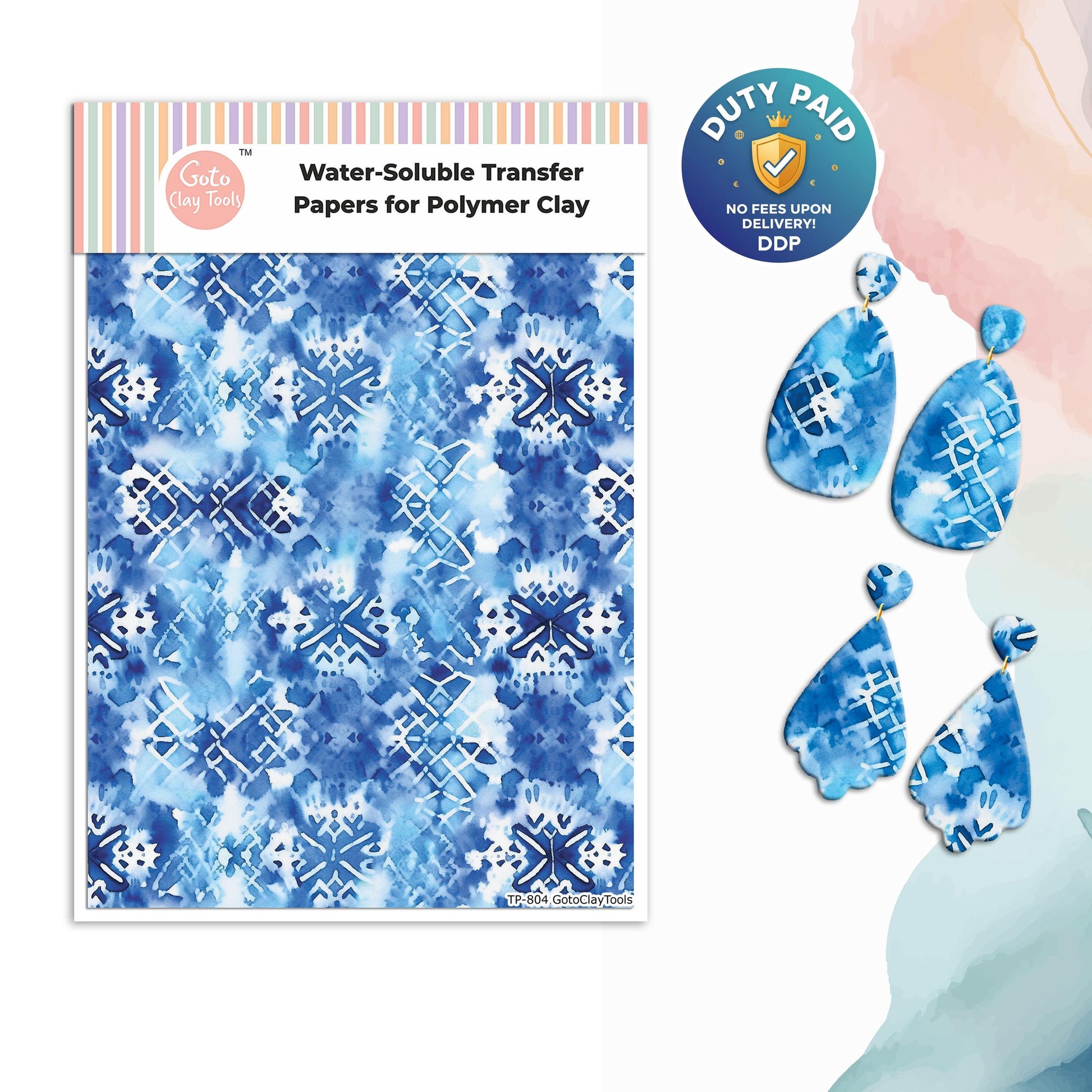 Watercolor Tie Dye Transfer Paper for Polymer Clay #804