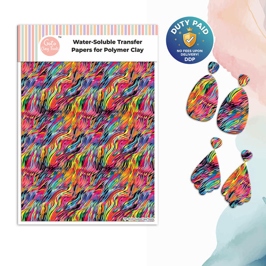 Colorful Waves Transfer Paper for Polymer Clay (4x5.5 inches) TP#810