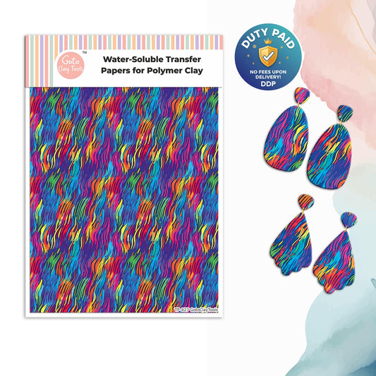 Colorful Strokes Transfer Paper for Polymer Clay: Water Soluble TP#827