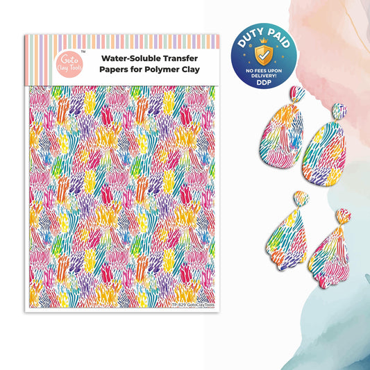 Colorful Strokes Transfer Paper for Polymer Clay (4x5.5 inches) #829