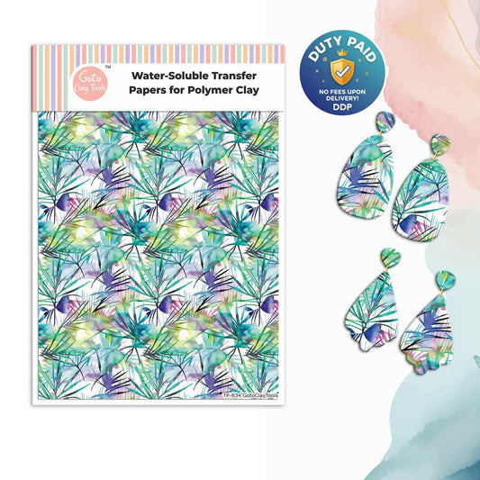 Watercolor Tropical Transfer Paper for Polymer Clay (4x5.5 inches) #834