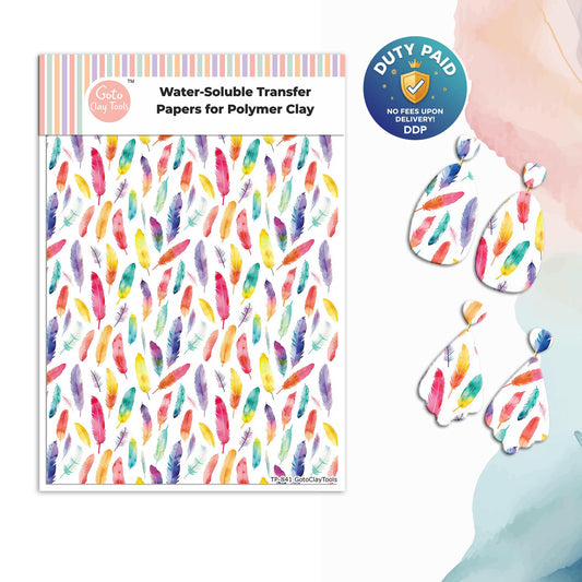 Transfer paper for polymer clay, Watercolor feathers, water soluble transfer paper, polymer clay image transfers, magic transfer paper #841