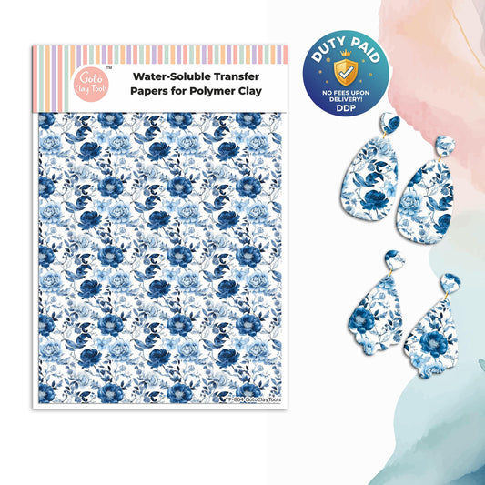 Watercolor Floral Transfer Paper for Polymer Clay #864