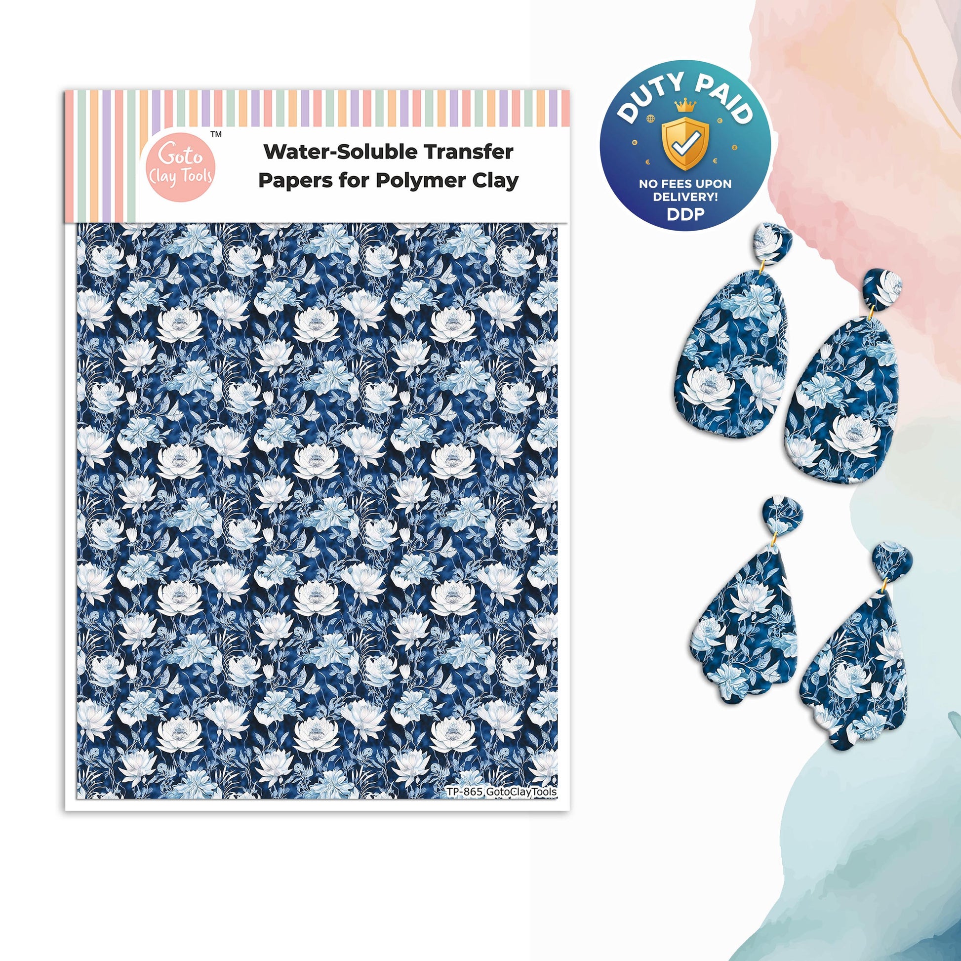 Transfer paper for polymer clay, Watercolor flowers, water soluble transfer paper, polymer clay image transfers, magic transfer paper #865