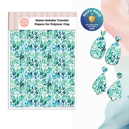 Watercolor Leaves Transfer Paper for Polymer Clay #867