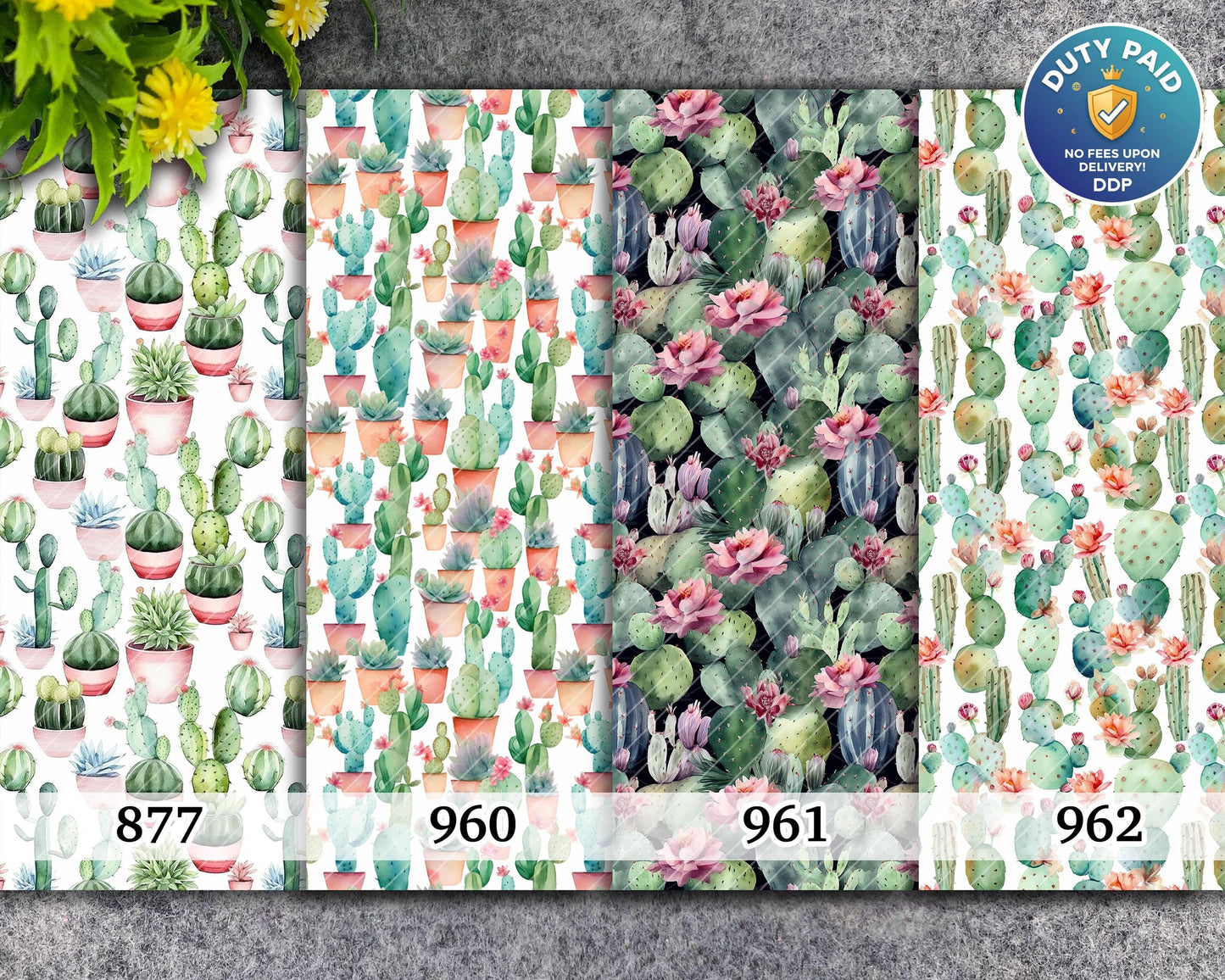 Watercolor Cactus Pattern Transfer Paper for Polymer Clay