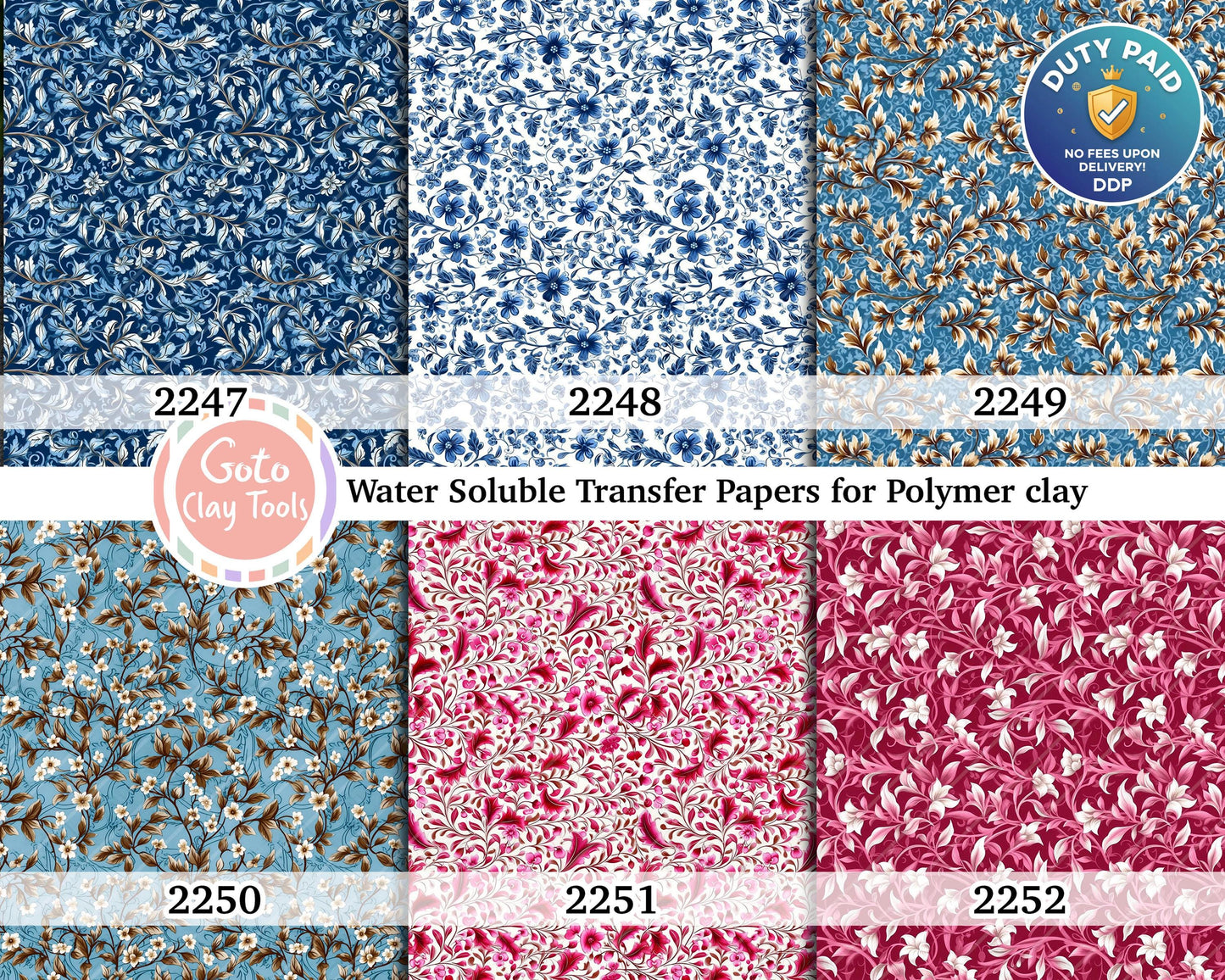 Floral Polymer Clay Transfer Paper: Water Soluble Image Transfers