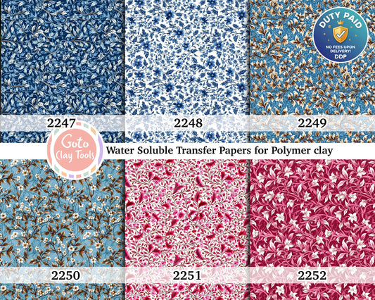 Floral Polymer Clay Transfer Paper: Water Soluble Image Transfers