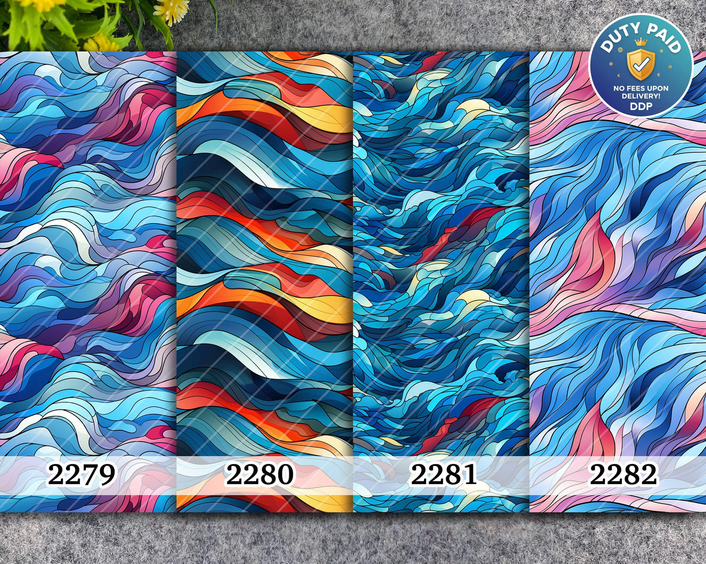 Water soluble Transfer paper for polymer clay, Blue abstract waves pattern, polymer clay image transfers, magic transfer paper