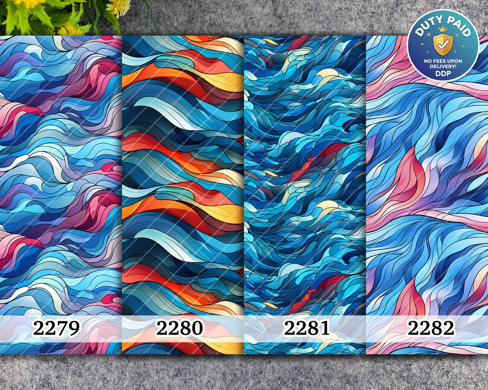 Water soluble Transfer paper for polymer clay, Blue abstract waves pattern, polymer clay image transfers, magic transfer paper