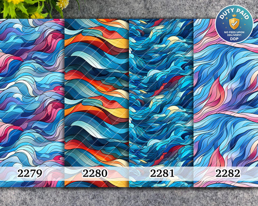 Water soluble Transfer paper for polymer clay, Blue abstract waves pattern, polymer clay image transfers, magic transfer paper