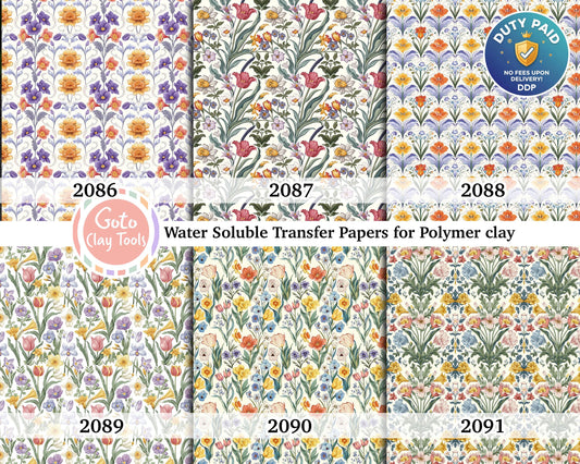 Floral Water Soluble Transfer Paper for Polymer Clay: Vintage Watercolor