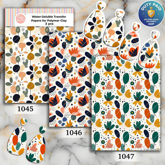 Water soluble Transfer paper for polymer clay, Organic shapes patterns, polymer clay image transfers, magic transfer paper