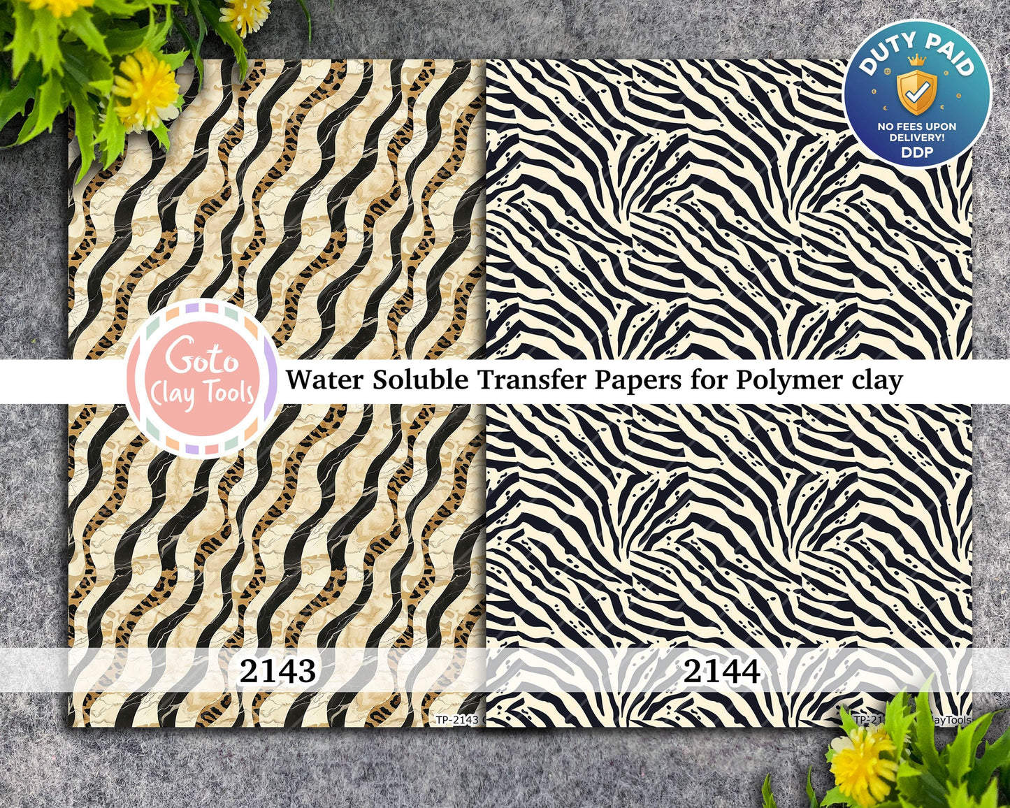 Transfer paper for polymer clay, Zebra animal skin, water soluble transfer paper, polymer clay image transfers, magic transfer paper