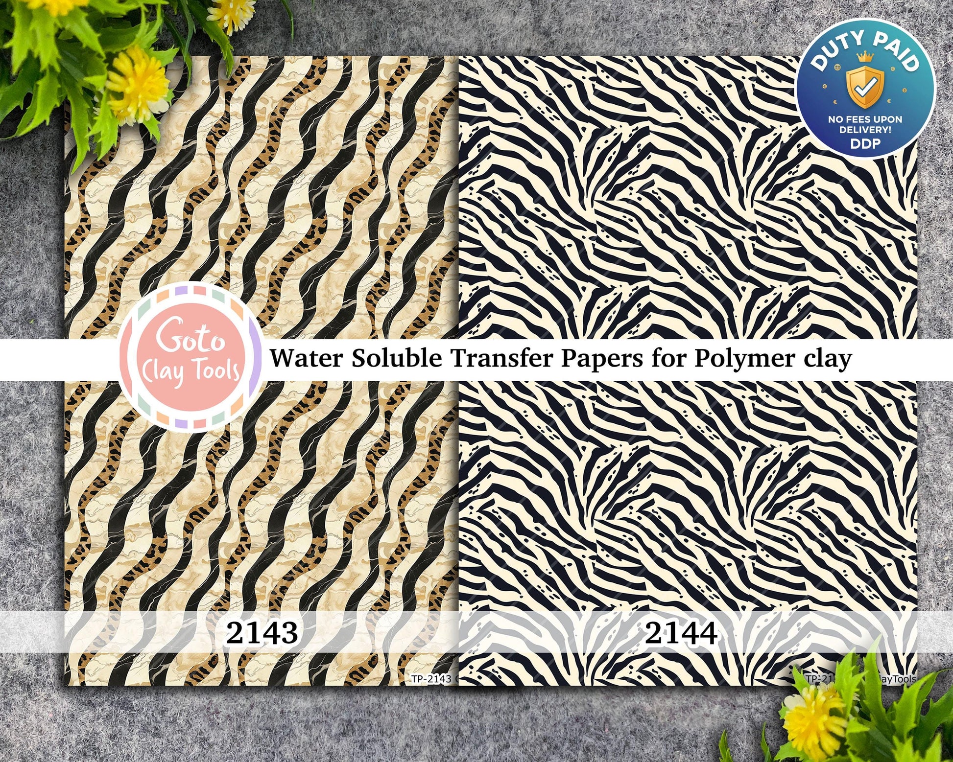 Transfer paper for polymer clay, Zebra animal skin, water soluble transfer paper, polymer clay image transfers, magic transfer paper