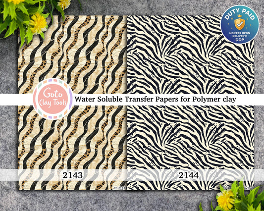 Transfer paper for polymer clay, Zebra animal skin, water soluble transfer paper, polymer clay image transfers, magic transfer paper