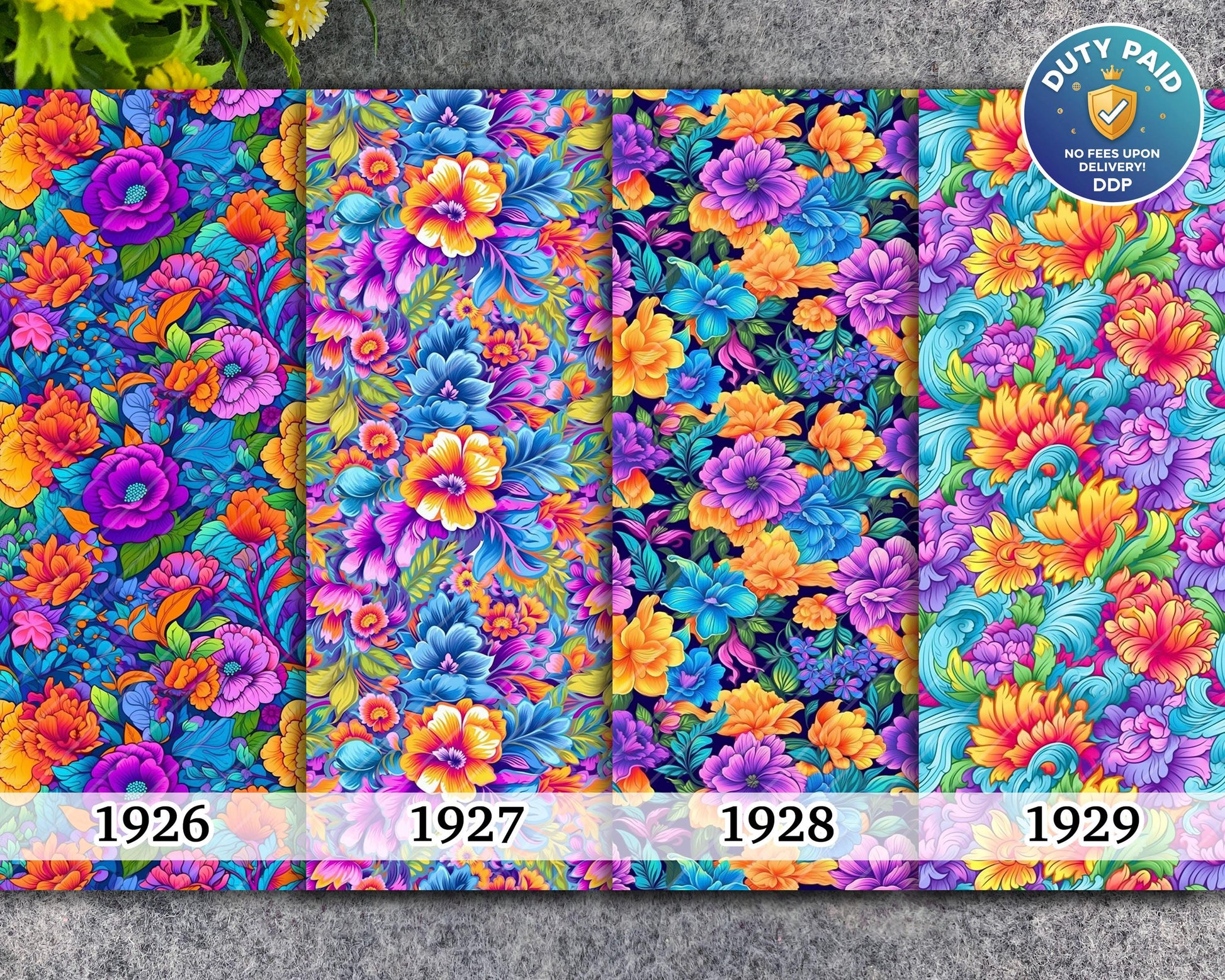 Neon Floral Transfer Paper for Polymer Clay (4x5.5 inches)