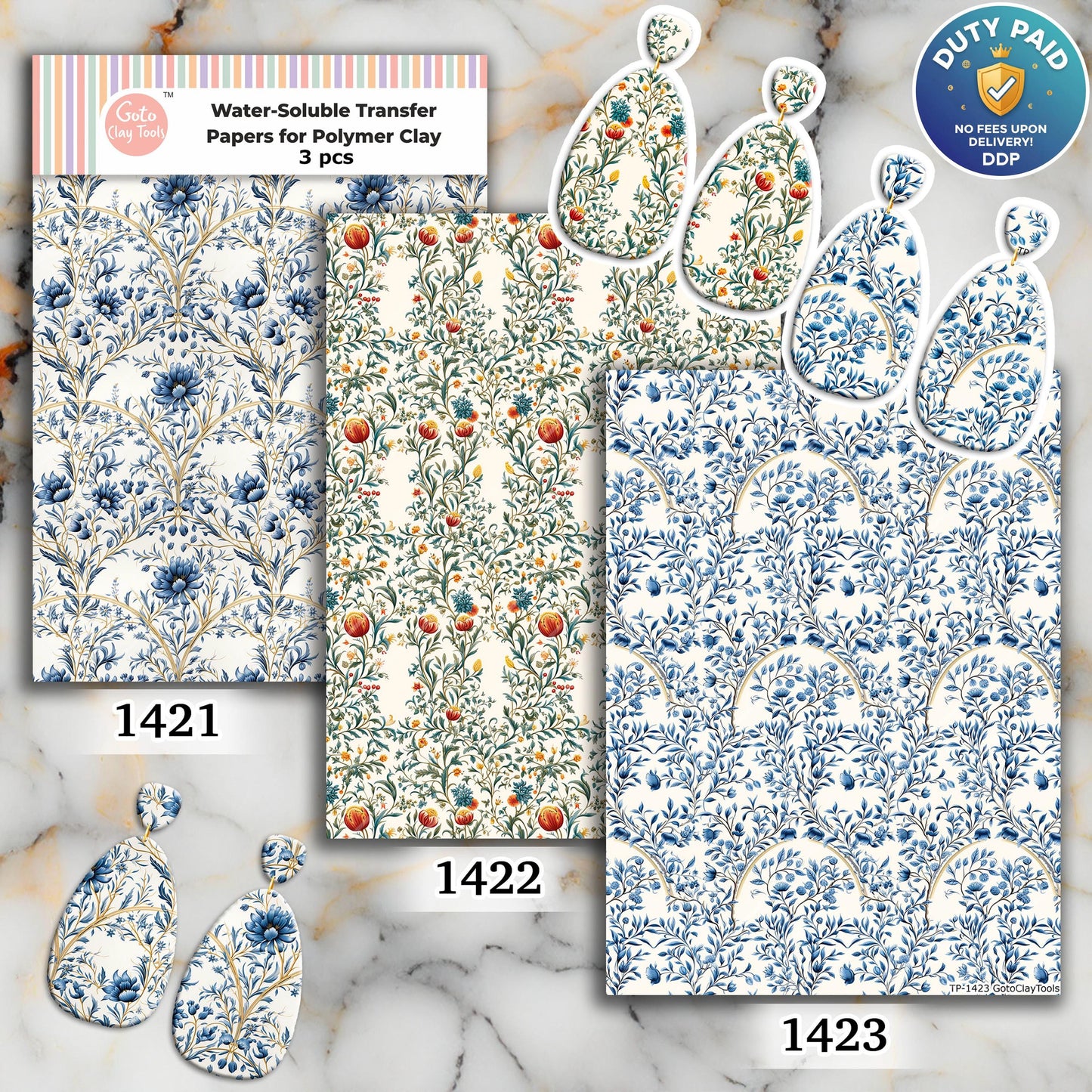 William Morris Floral Transfer Paper for Polymer Clay