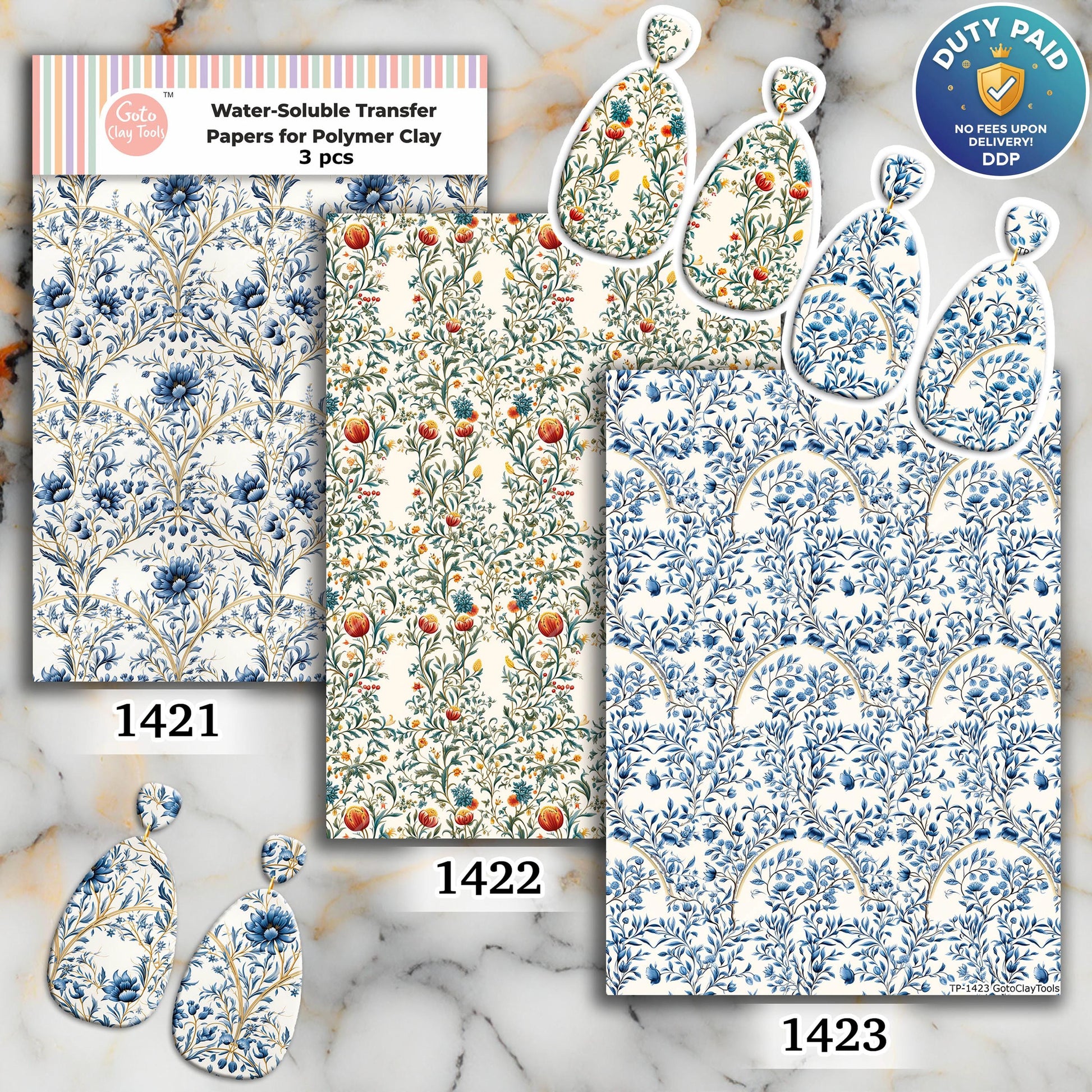 William Morris Floral Transfer Paper for Polymer Clay