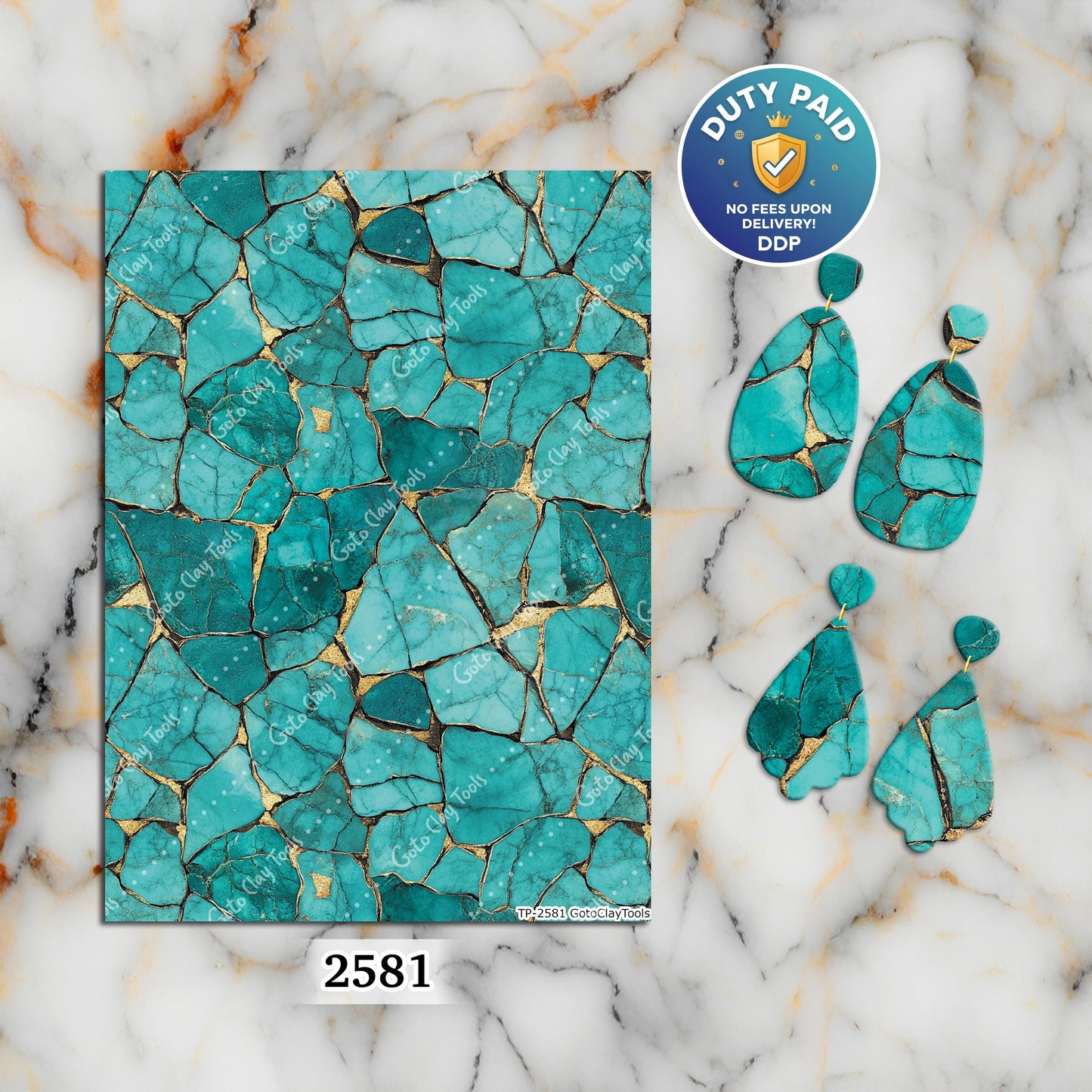 Turquoise Stone Polymer Clay Transfer Paper: Water Soluble Sheet #2581