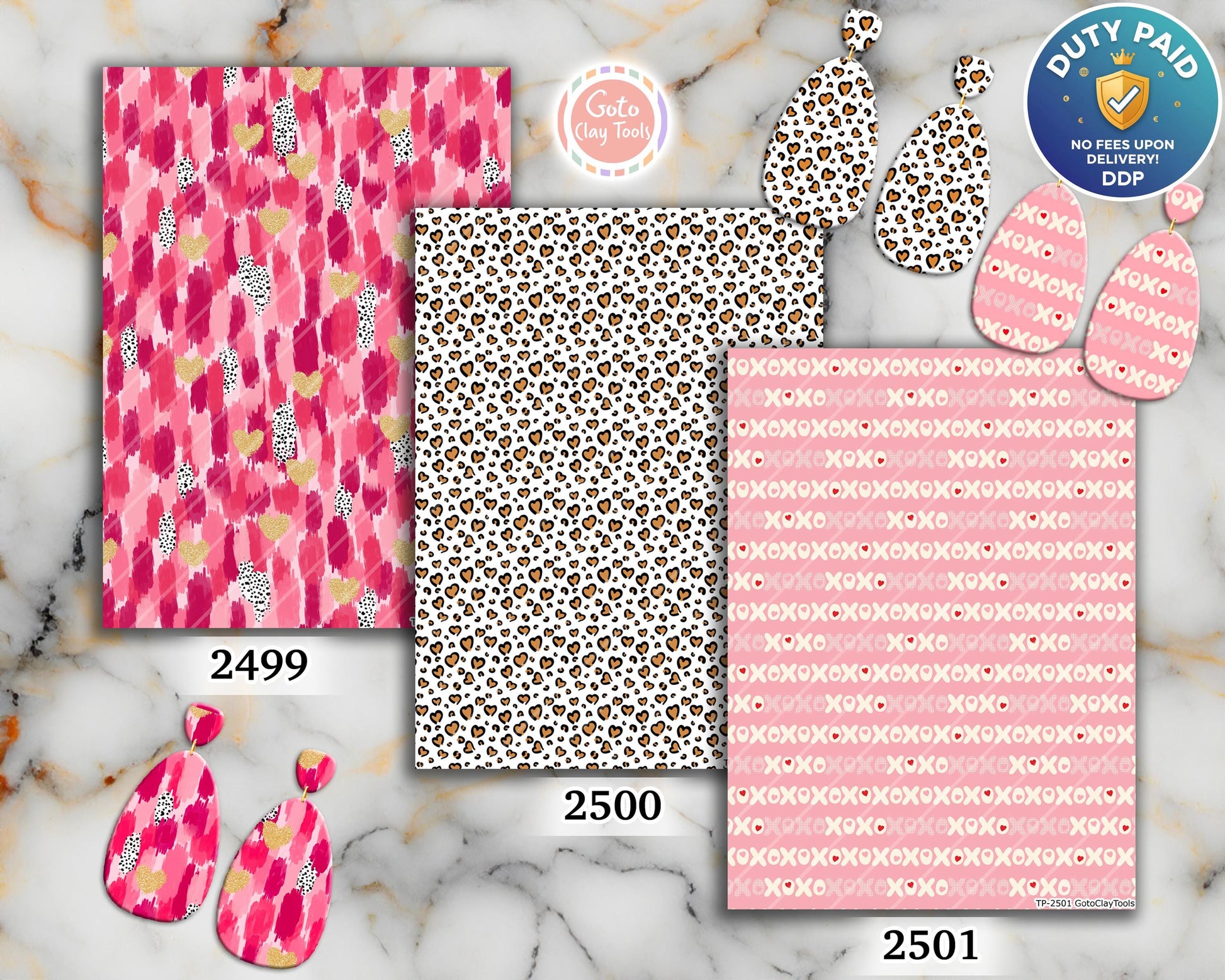 Leopard XOXO Polymer Clay Transfer Sheet: Valentine's Day