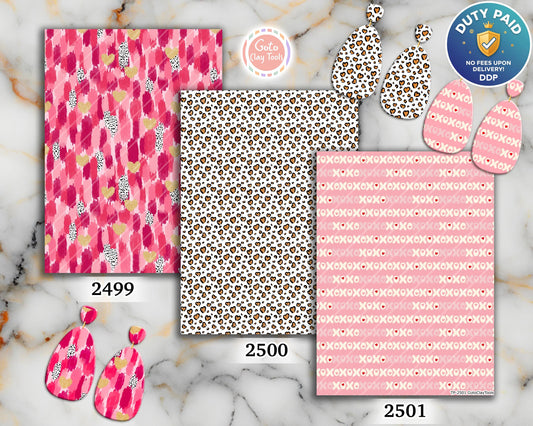 Leopard XOXO Polymer Clay Transfer Sheet: Valentine's Day