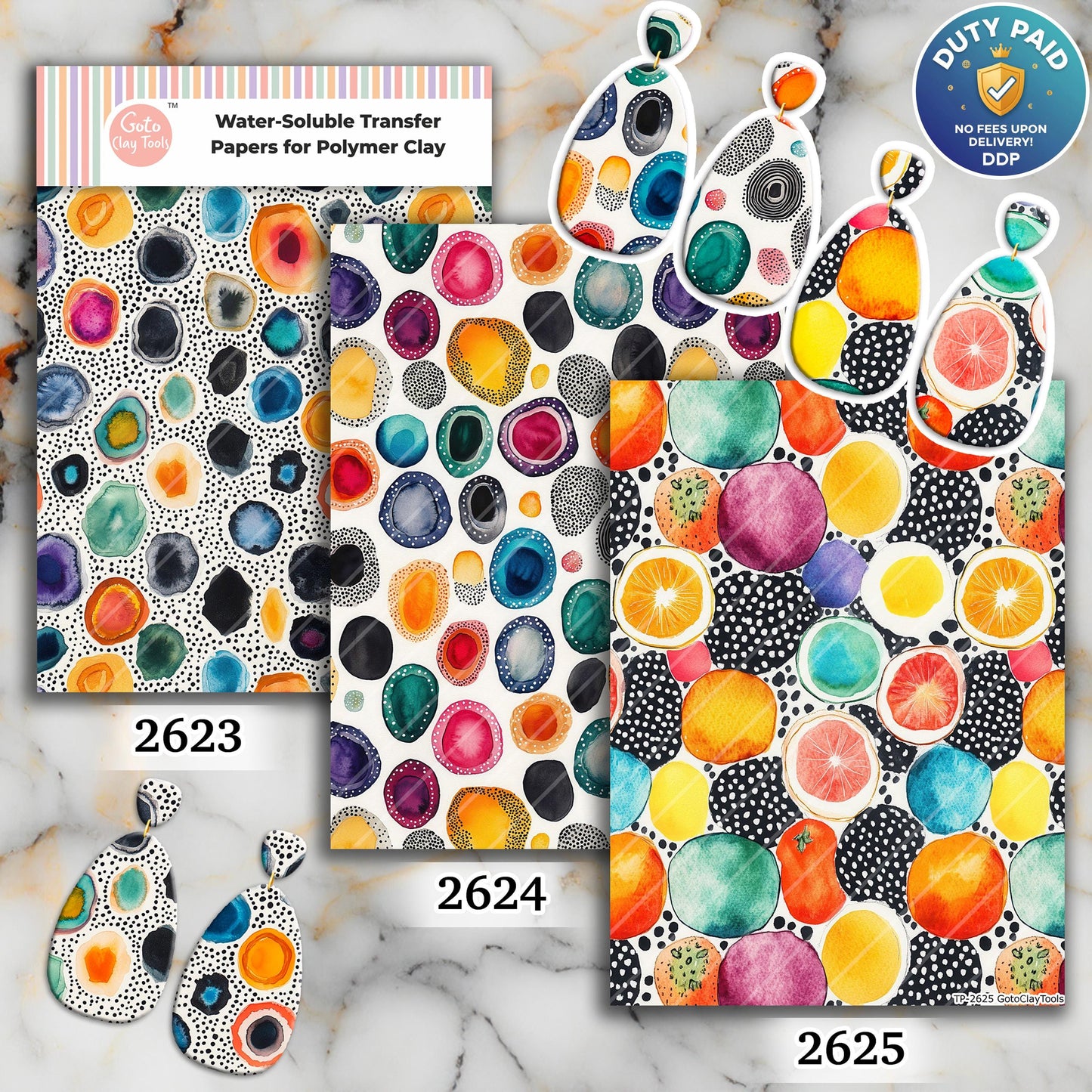 Gemstoen Splash Transfer paper for polymer Clay Earring Making - Water Soluble Transfer Sheet 4x5.5 in